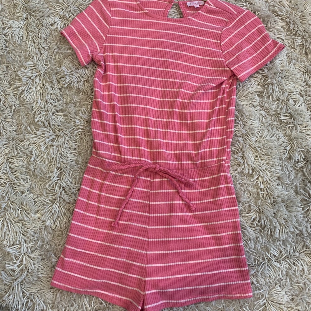 Pink & White Stripe Romper